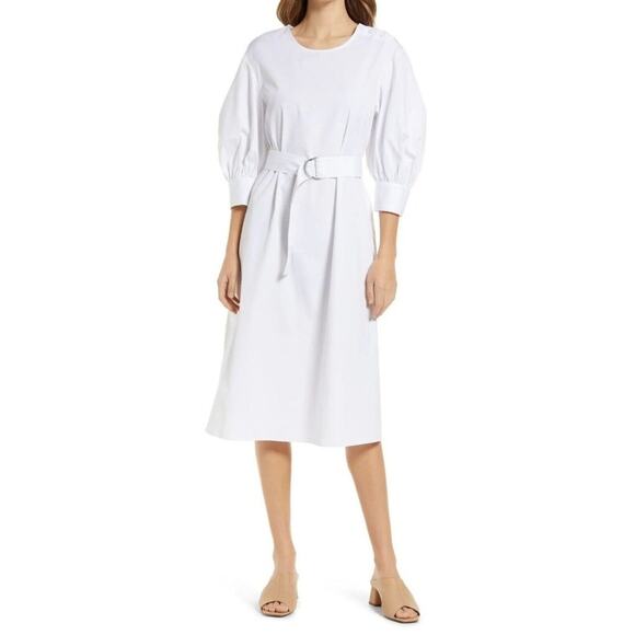 New ~ NORDSTROM ~ Puff Sleeve Belted 100%  Cotton Dress ~ VACAY CRUISE - Picture 1 of 11